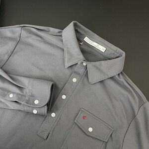 Criquet Polo Shirt Mens XL Gray Pima Cotton Embroidered Logo Long Sleeve Golf